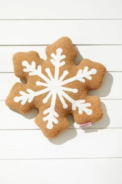 Decorator's Warehouse Embroidery Snowflake Pillow - Brown > Christmas Textiles|Christmas Pillows