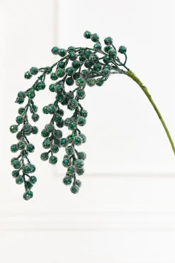 Decorator's Warehouse 31" Emerald Glitter Berry Spray > Jewel Tones|Traditional