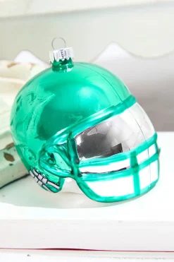 Decorator's Warehouse 3.5" Emerald Green Glass Football Helmet Ornament > Christmas Ornaments|Christmas Ornaments