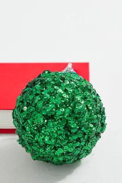 Decorator's Warehouse 4” Emerald Sequins & Jewels Ball Ornament > Christmas Decor|Mardi Gras