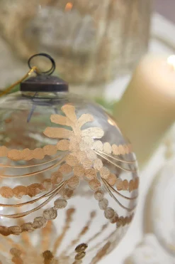 Decorator's Warehouse 5" Etched Golden Garland Glass Ornament > Christmas Decor|Natural Elegance