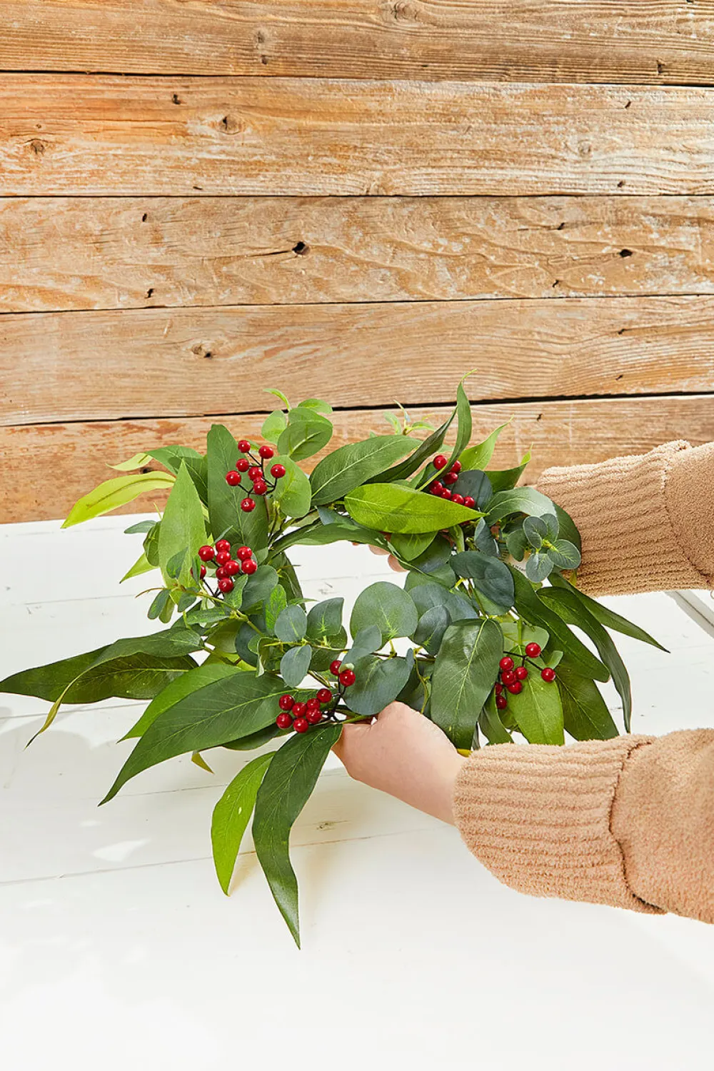 Decorator's Warehouse 6.5" Eucalyptus & Berry Ring > Cardinal|Christmas Accents