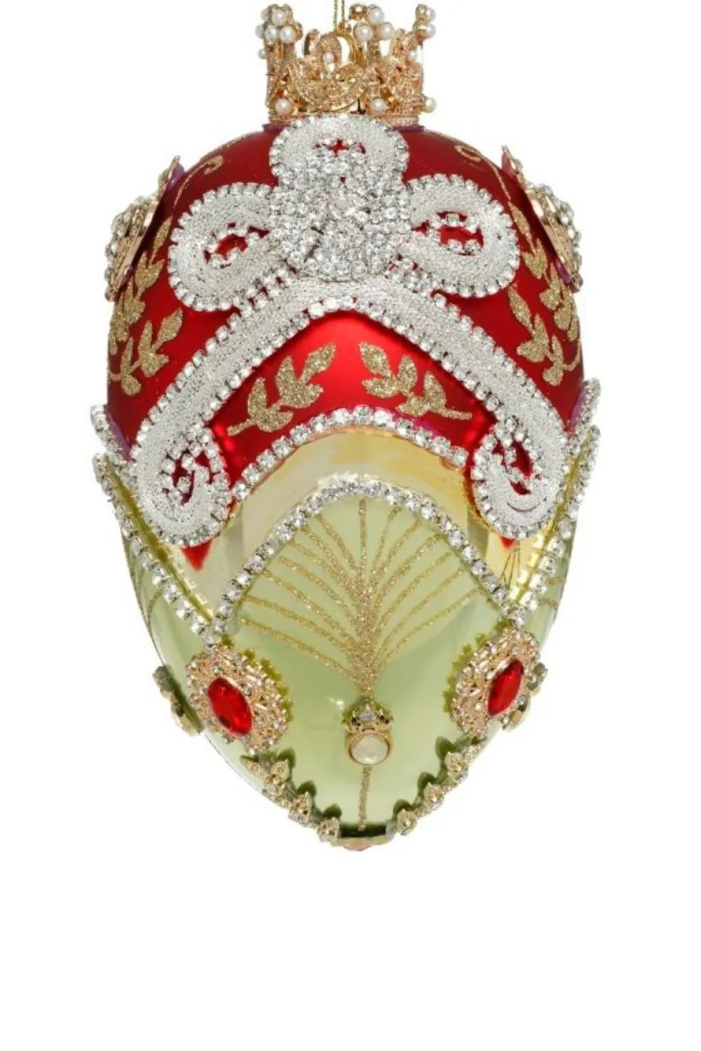 Decorator's Warehouse 7" Faberge Jewel Egg Ornament , Green/Red - Mark Roberts > Mark Roberts