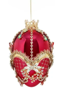 Decorator's Warehouse 7" Faberge Jewel Egg Ornament, Red Raspberry - Mark Roberts > Mark Roberts
