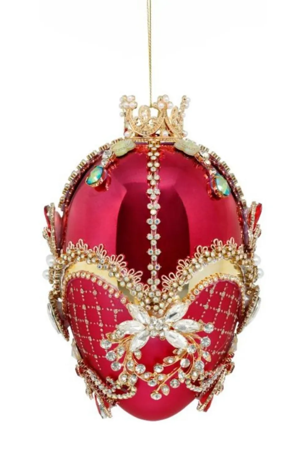 Decorator's Warehouse 7" Faberge Jewel Egg Ornament, Red Raspberry - Mark Roberts > Mark Roberts