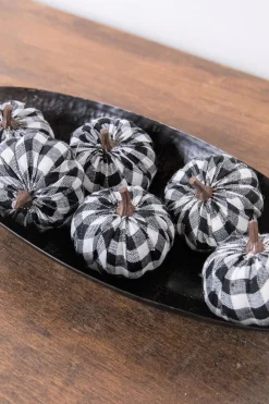 Decorator's Warehouse 3” Fabric Black Plaid Pumpkin - Set of 6 > Fall Decor|Halloween