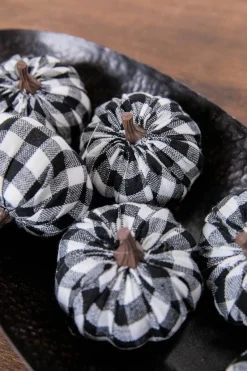 Decorator's Warehouse 3” Fabric Black Plaid Pumpkin - Set of 6 > Fall Decor|Halloween
