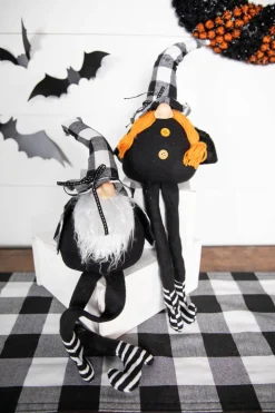 Decorator's Warehouse 22” Fabric Halloween Buffalo Check Gnome Shelf Sitter > Halloween|Halloween