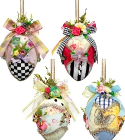 Decorator's Warehouse 6" Fabric Jeweled Easter Eggs, Set of 4 - Mark Roberts > Mark Roberts Easter|Mark Roberts Spring