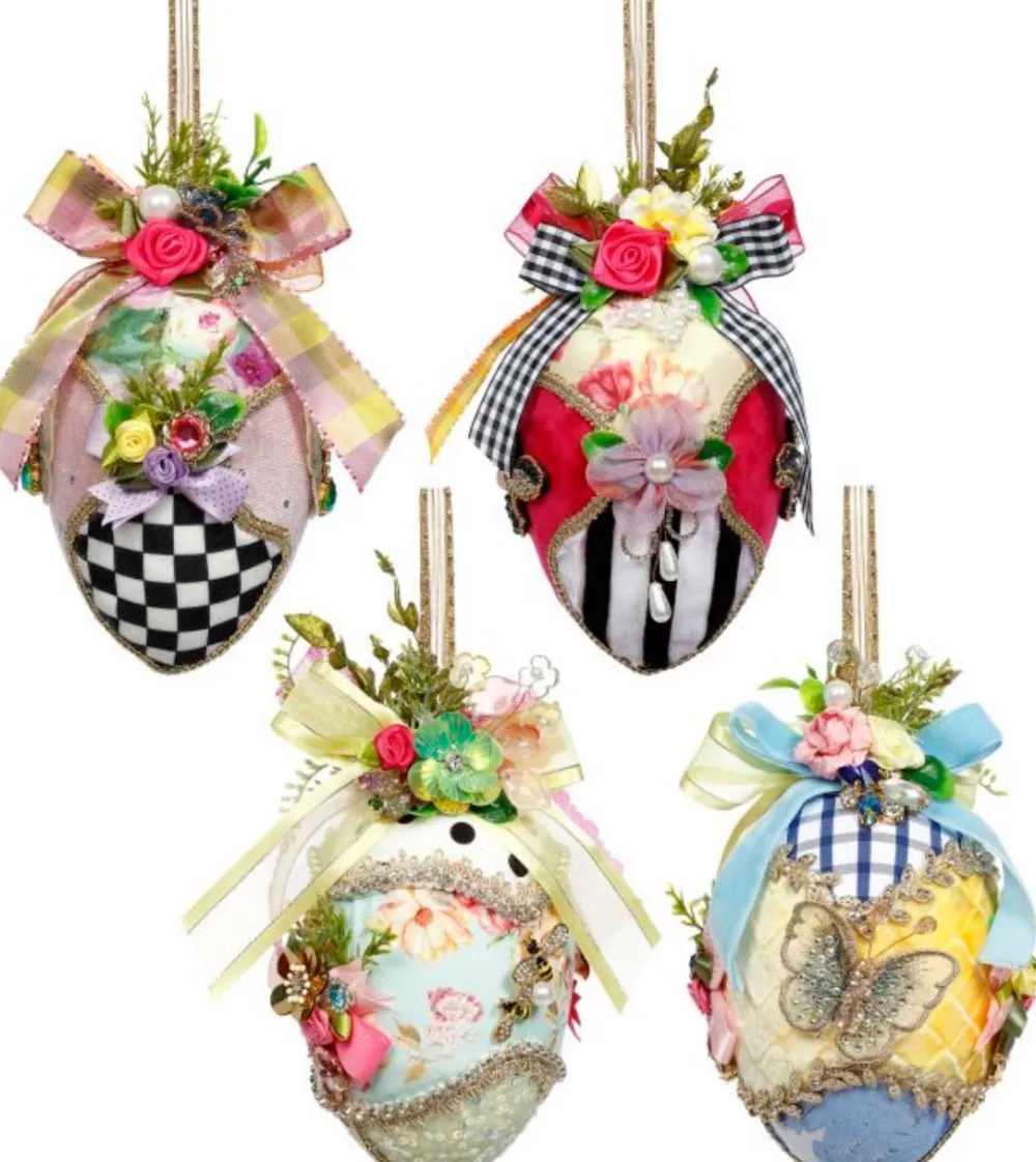 Decorator's Warehouse 6" Fabric Jeweled Easter Eggs, Set of 4 - Mark Roberts > Mark Roberts Easter|Mark Roberts Spring