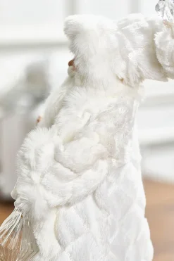 Decorator's Warehouse 21" Fabric Jewel Winter Santa With Base > White Christmas|Santas & Angels