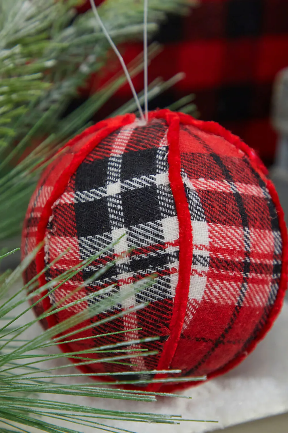 Decorator's Warehouse 4” Fabric Plaid Ball Ornament > Christmas Sale|Christmas Decor