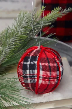 Decorator's Warehouse 4” Fabric Plaid Ball Ornament > Christmas Sale|Christmas Decor