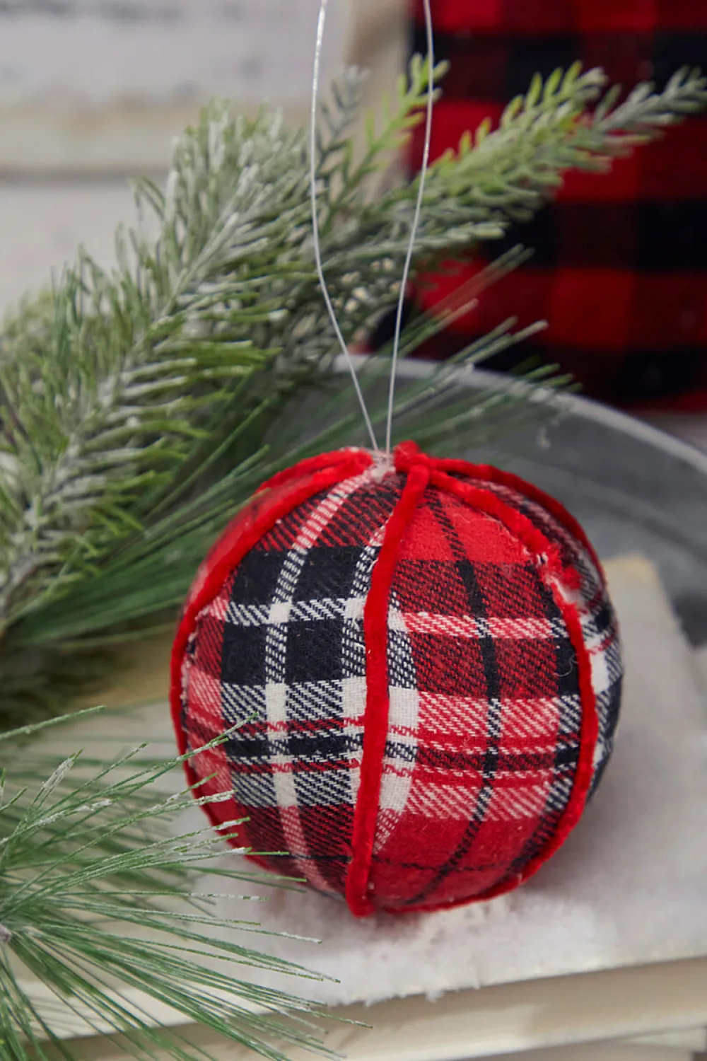 Decorator's Warehouse 4” Fabric Plaid Ball Ornament > Christmas Sale|Christmas Decor