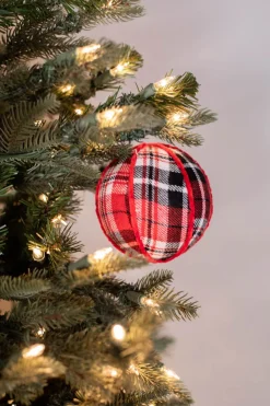 Decorator's Warehouse 4” Fabric Plaid Ball Ornament > Christmas Sale|Christmas Decor