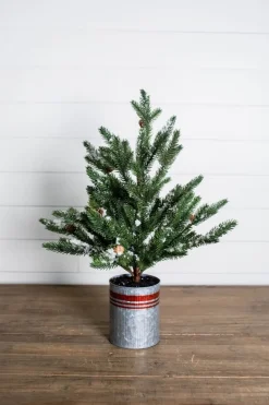 Decorator's Warehouse 24” Farmhouse Potted Snowy Pine Tree > Farmhouse|Tabletop & Accent Trees
