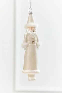 Decorator's Warehouse 8" Faux Fur Glass Santa Ornament > Christmas Decor|Natural Elegance