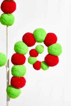 Decorator's Warehouse 28" Felt Ball Spiral Curly Spray > Storyville|Christmas Decor