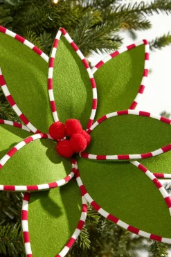 Decorator's Warehouse 24" Felt Poinsettia with Peppermint Edge > Storyville|Christmas Flowers