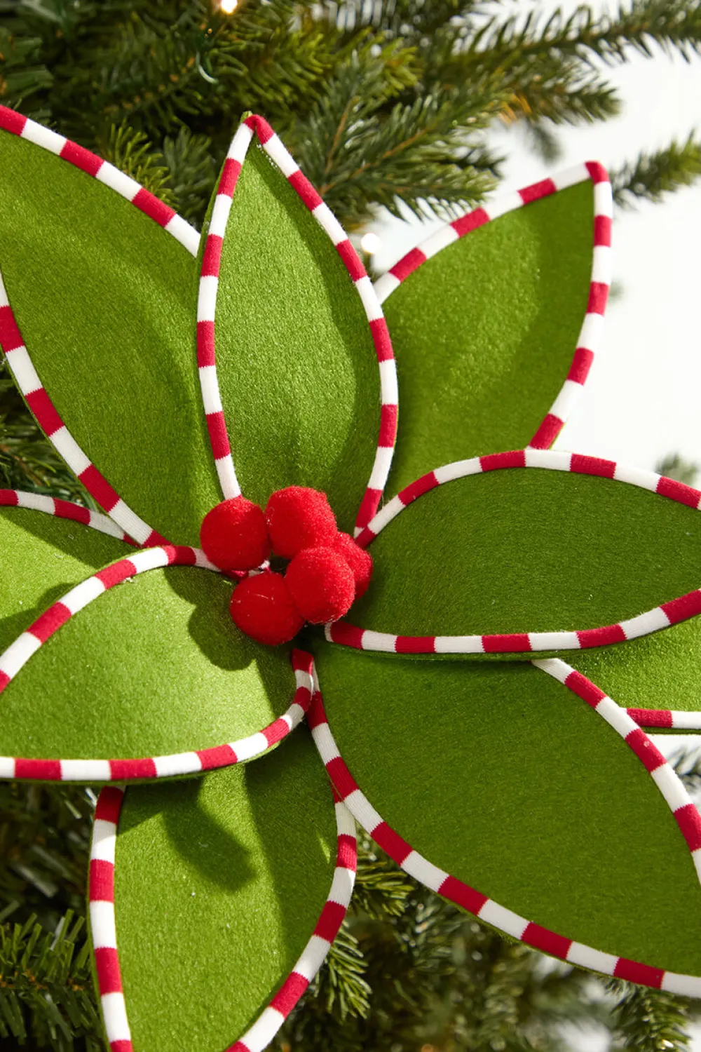 Decorator's Warehouse 24" Felt Poinsettia with Peppermint Edge > Storyville|Christmas Flowers
