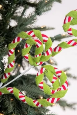 Decorator's Warehouse 28” Felt Stripe Spiral Curly Spray > Storyville|Christmas Sprays