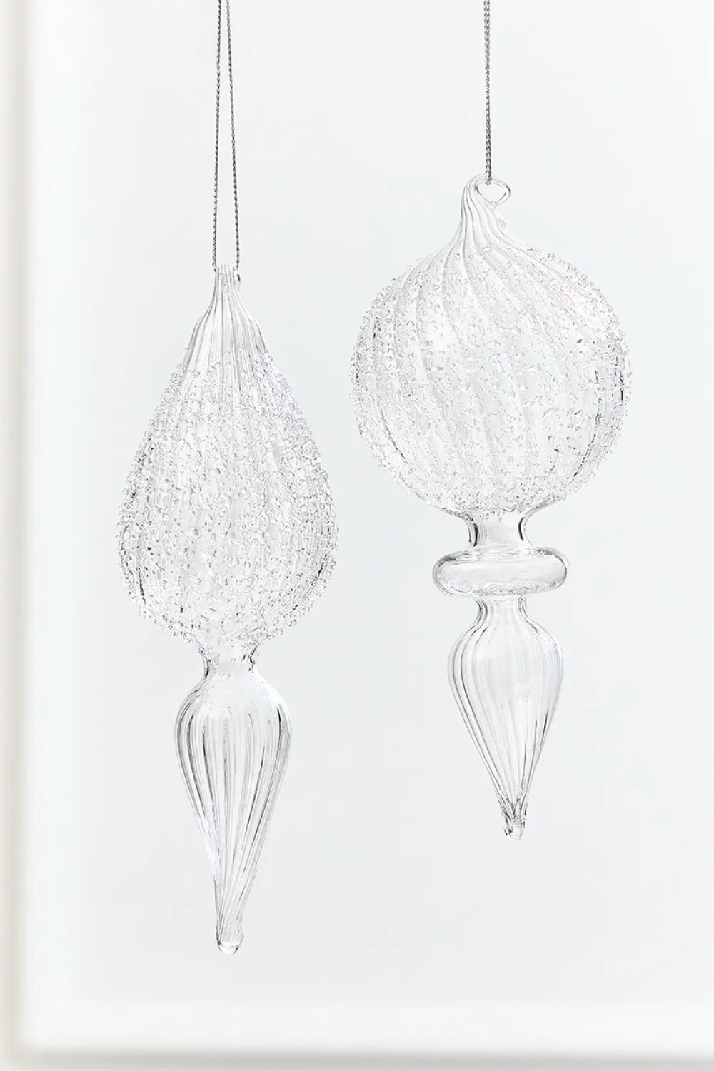 Decorator's Warehouse 7.5" - 8" Finial Glass Ornament > White Christmas|Christmas Decor