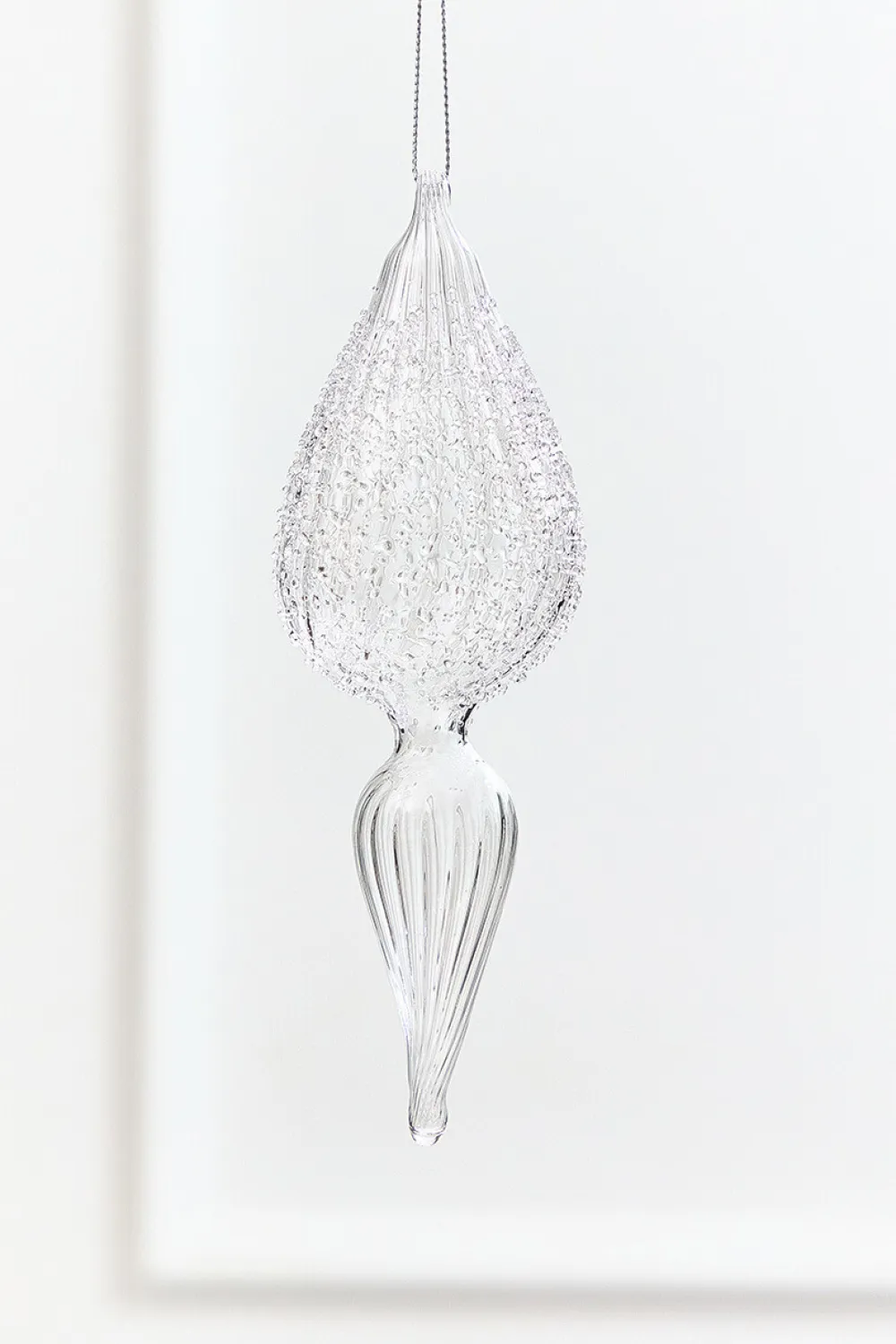 Decorator's Warehouse 7.5" - 8" Finial Glass Ornament > White Christmas|Christmas Decor