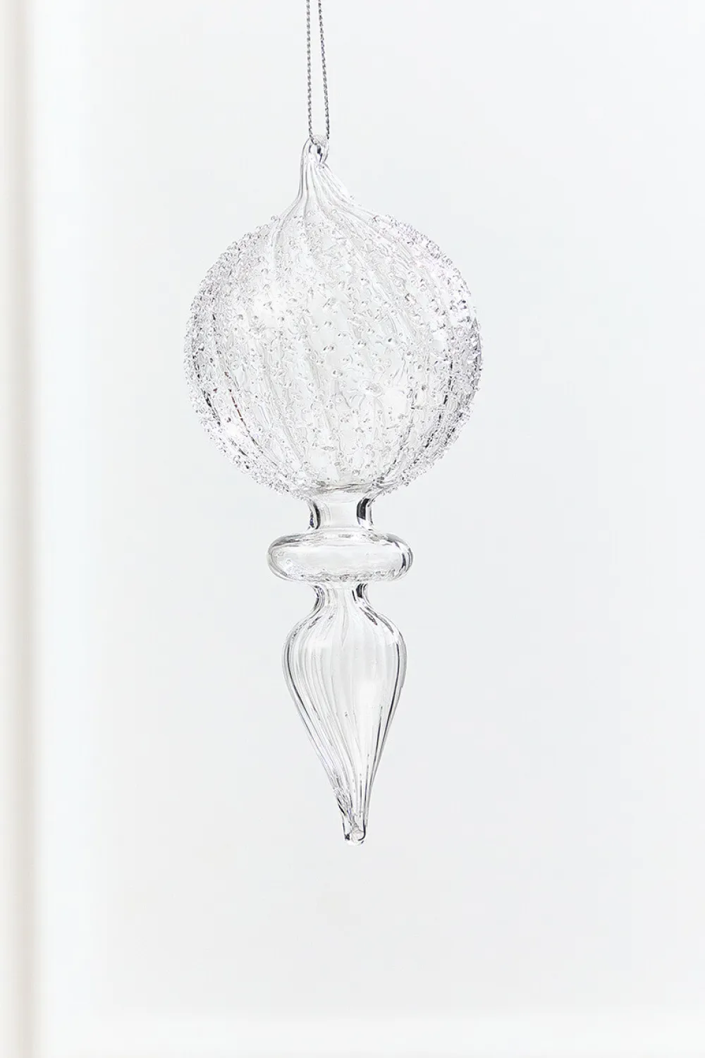 Decorator's Warehouse 7.5" - 8" Finial Glass Ornament > White Christmas|Christmas Decor
