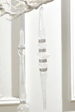 Decorator's Warehouse 12" Finial Glass with Jewels Ornament > White Christmas|Christmas Decor