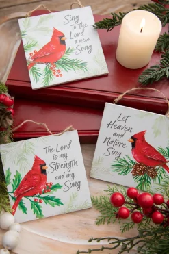 Decorator's Warehouse 5" Flat Ornament with Cardinals and Sentiments > Christmas Ornaments|Cardinal