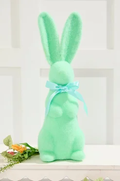 Decorator's Warehouse 16" Flocked Bunny with Ribbon > Easter Table Decor|Easter Decor