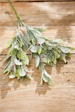 Decorator's Warehouse 17" Flocked Mistletoe Christmas Bush > Cardinal|Christmas Sprays