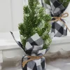 Decorator's Warehouse Flocked Pine Tree With Plaid Fabric - Small > Tabletop & Accent Trees|Christmas Accents