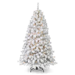 Decorator's Warehouse 6.5' Flocked Winter Fir Tree with 250 Warm White LED Lights > Christmas Decor|Flocked Or White