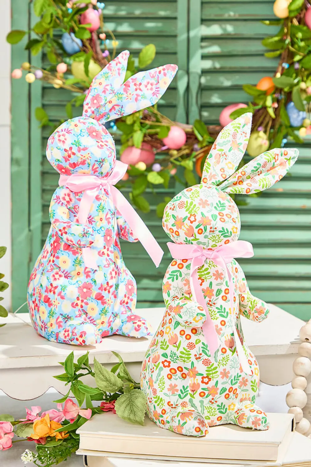 Decorator's Warehouse 12" Floral Fabric Bunny > Easter Table Decor|Easter Decor