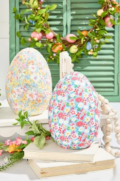 Decorator's Warehouse 10" Floral Fabric Egg > Easter Table Decor|Easter Decor