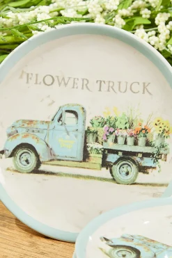 Decorator's Warehouse 10" Flower Truck Dolomite Snack Plate - Set of 4 > Easter Decor|Easter Decor