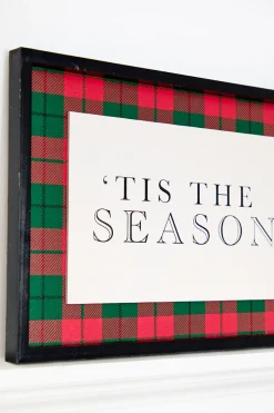 Decorator's Warehouse 15.5" Framed Plaid Tis the Season Christmas Wall Art > Farmhouse|Heritage Plaid