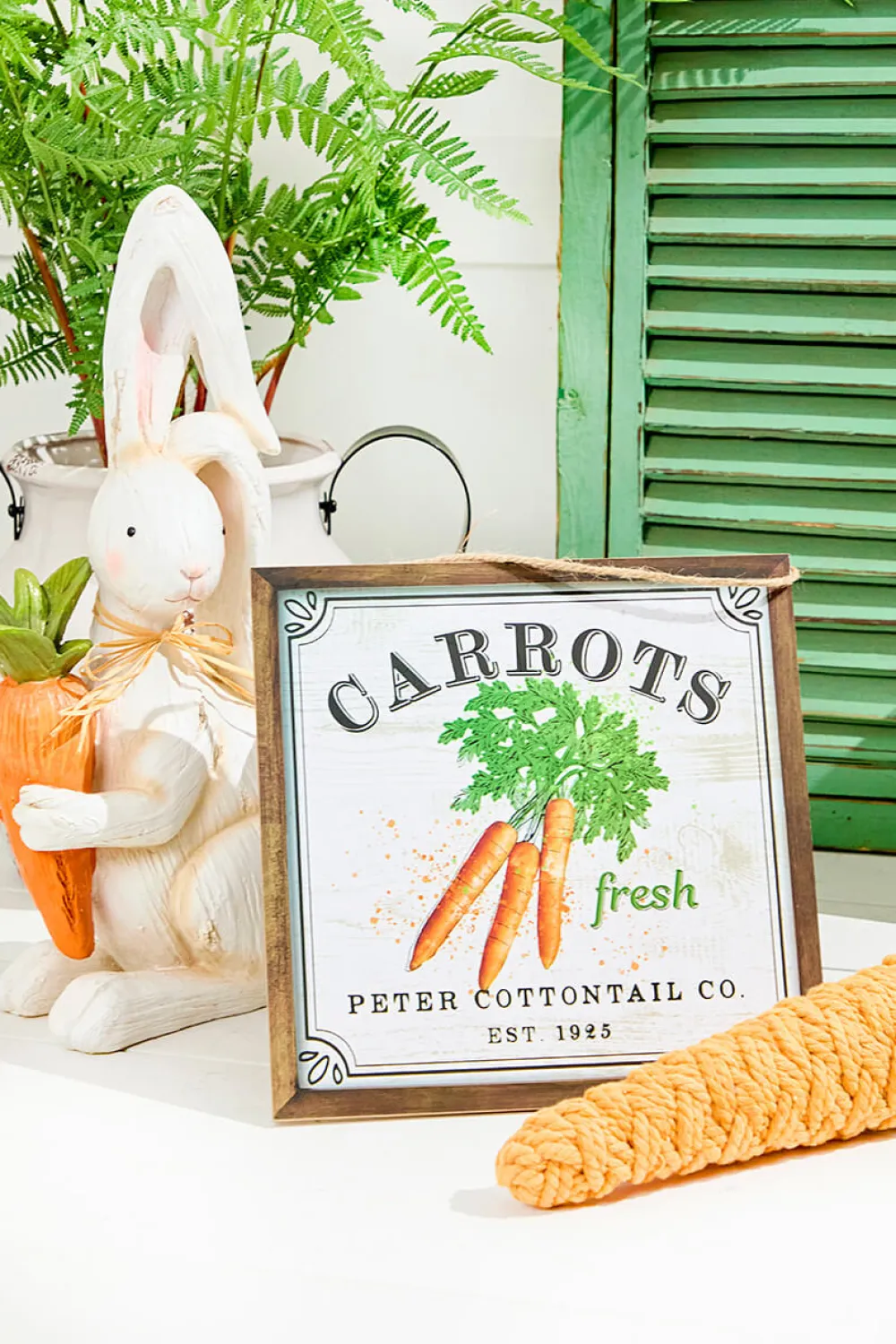 Decorator's Warehouse 10" Fresh Carrot Peter Rabbit Sign > Easter Table Decor|Easter Decor