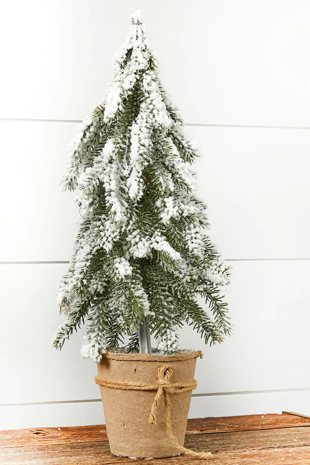 Decorator's Warehouse 18” Frosted Downswept Pine In Burlap Pot > Tabletop & Accent Trees|Christmas Accents