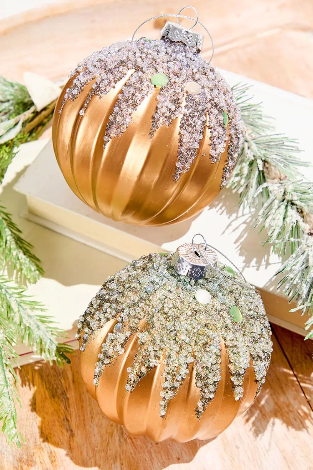 Decorator's Warehouse 4” Frosted Glass Glitter Ornaments > Sugar & Spice|Christmas Decor
