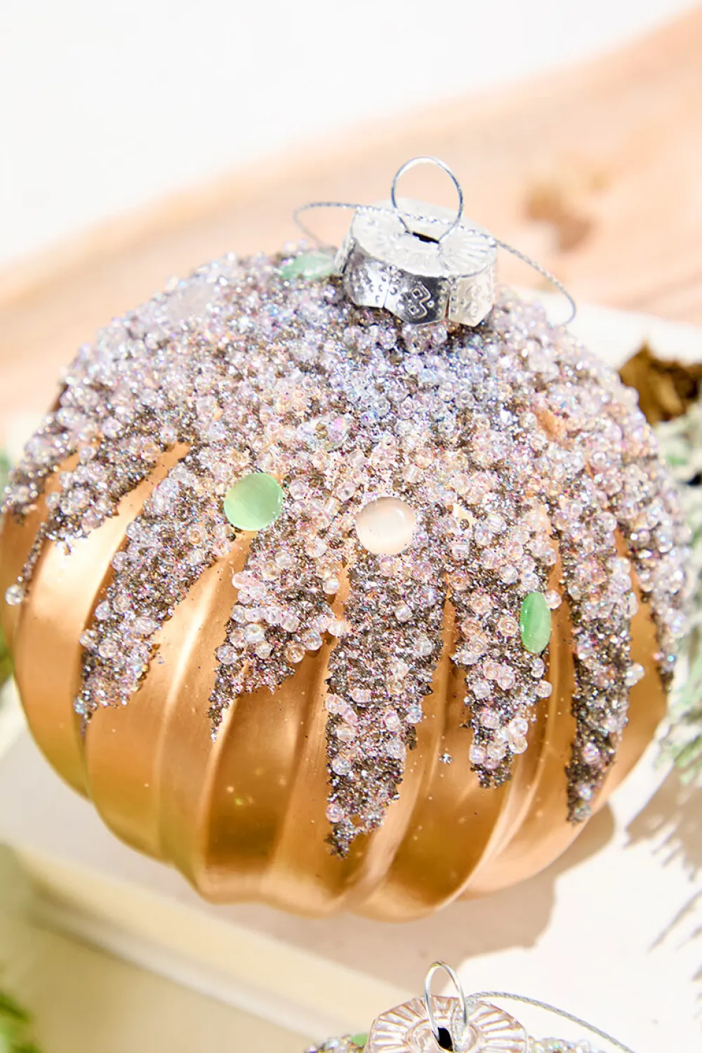 Decorator's Warehouse 4” Frosted Glass Glitter Ornaments > Sugar & Spice|Christmas Decor