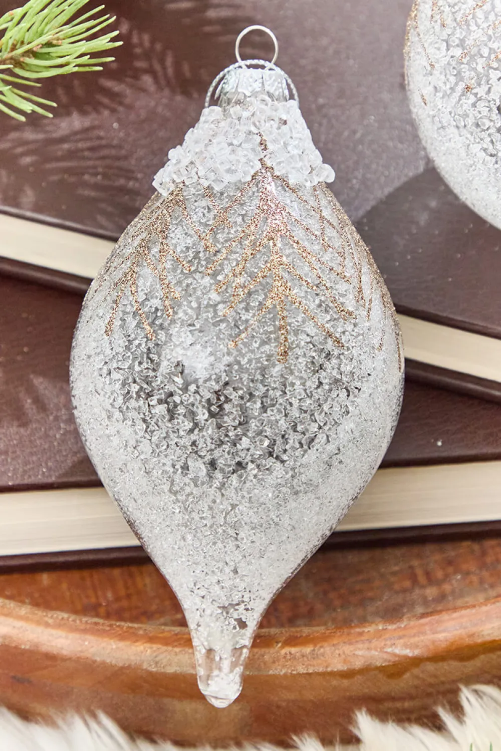 Decorator's Warehouse 5" - 7" Frosted Pine Glass Ornament > Christmas Decor|Christmas Ornaments
