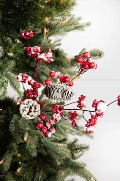 Decorator's Warehouse 18” Frosted Red Melting Snow Berries with Cone Spray > Christmas Sprays|Christmas Decor