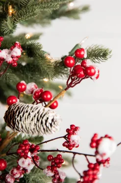 Decorator's Warehouse 18” Frosted Red Melting Snow Berries with Cone Spray > Christmas Sprays|Christmas Decor