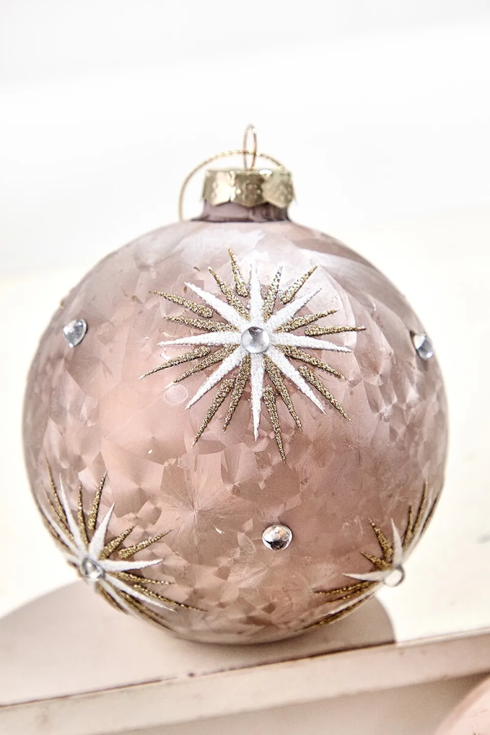 Decorator's Warehouse 5" Frosted Starburst Glass Ornament > Christmas Decor|Natural Elegance