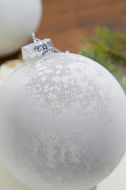 Decorator's Warehouse 5" Frosted White Christmas Ball Ornaments - Set of 6 > White Christmas|Boxed Sets