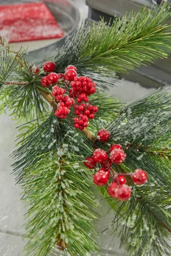 Decorator's Warehouse 32” Frost Pine Berry Spray - Red & Green > Christmas Sprays|Christmas Decor
