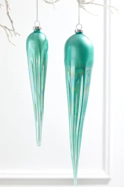 Decorator's Warehouse 14" Frosty Blue Glass Icicle Ornament > Christmas Decor|Blue Christmas