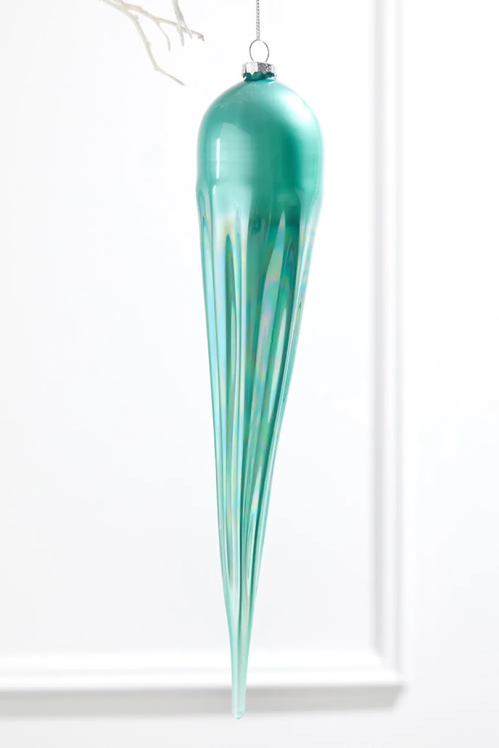 Decorator's Warehouse 14" Frosty Blue Glass Icicle Ornament > Christmas Decor|Blue Christmas